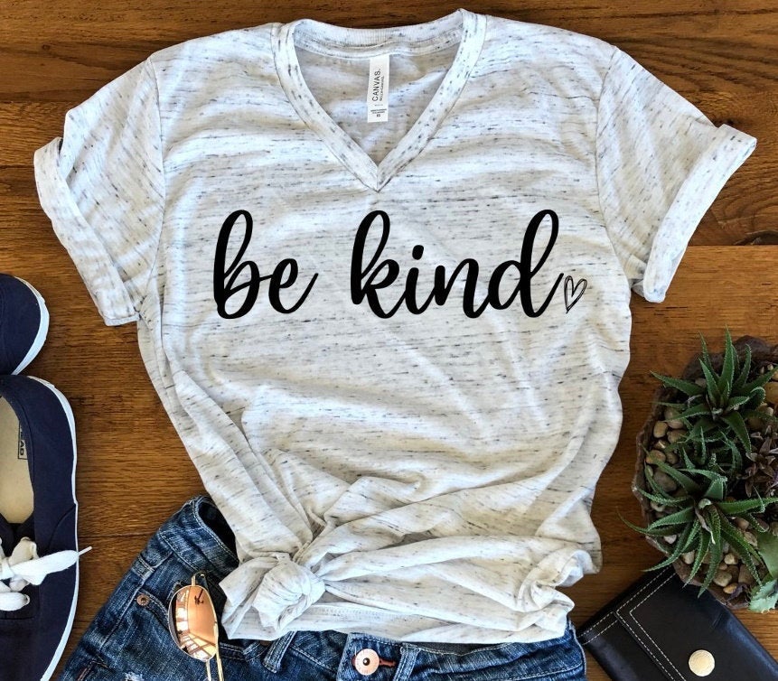 Be Kind Bumble Bee Positive Teacher Anti Bully Inspirational Unisex V Neck Graphic Tee T-Shirt