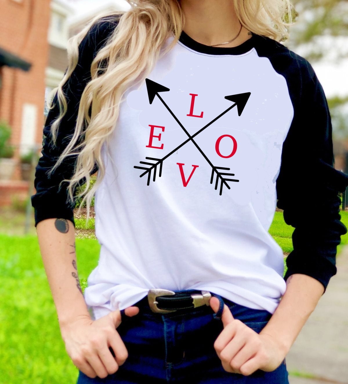 Valentines Love Arrow Hearts Valentine&#39;s Day Tee Raglan shirt