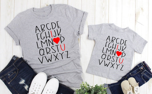 Love Alphabet Valentine&#39;s Day Arrows Hearts Love Adult Kids Toddler Baby Shirt