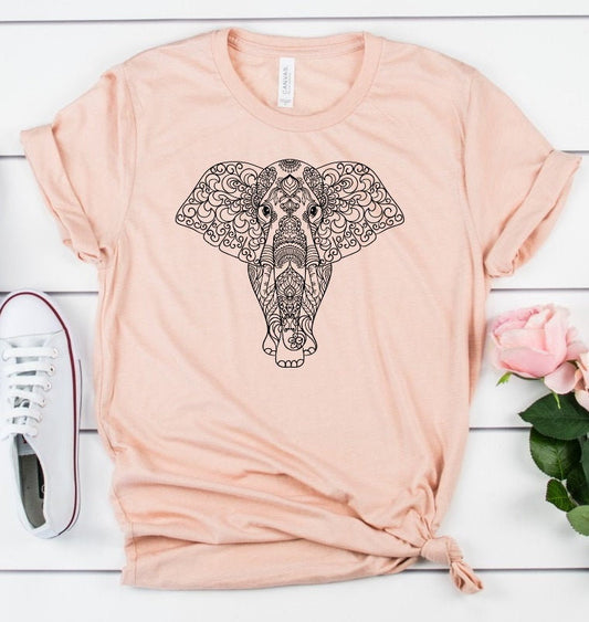 Elephant Mandala Safari Boho Unisex Novelty T-Shirt