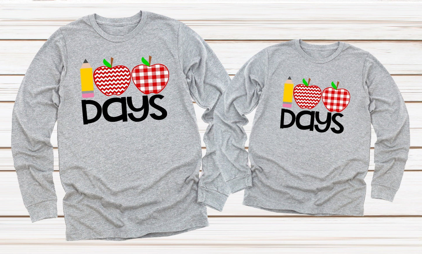 100 Days Of School 100th day Apple Teacher Adult Kids Toddler School Shirt