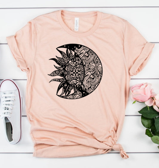 Sun And Moon Mandala Celestial Boho Unisex Novelty T-Shirt