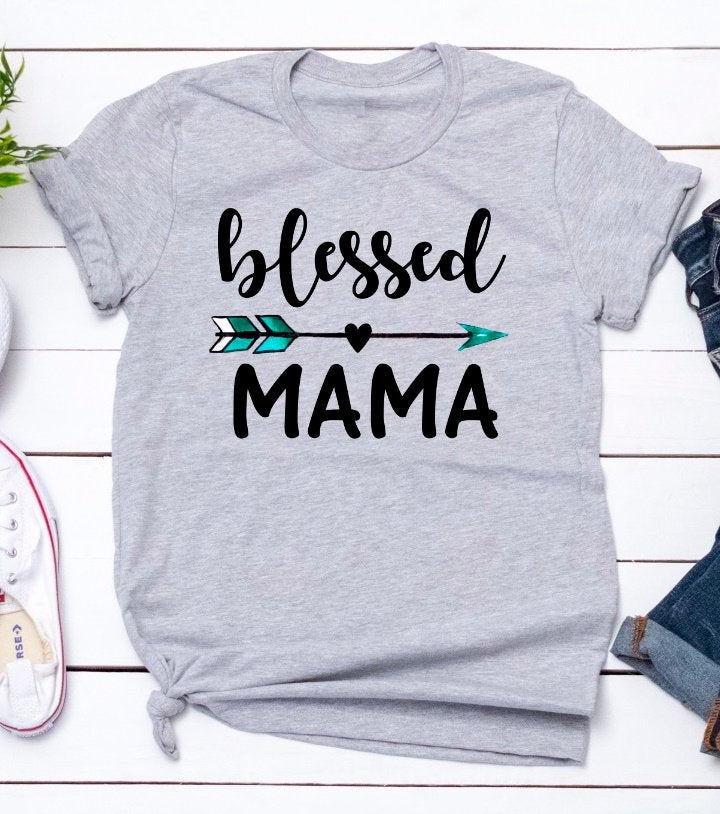 Blessed Mama Mom Christian Arrow Novelty T-Shirt
