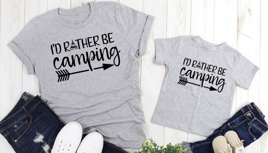 I&#39;d Rather Be Camping Camper Camp Vacation Adult Kids Toddler Baby Shirt