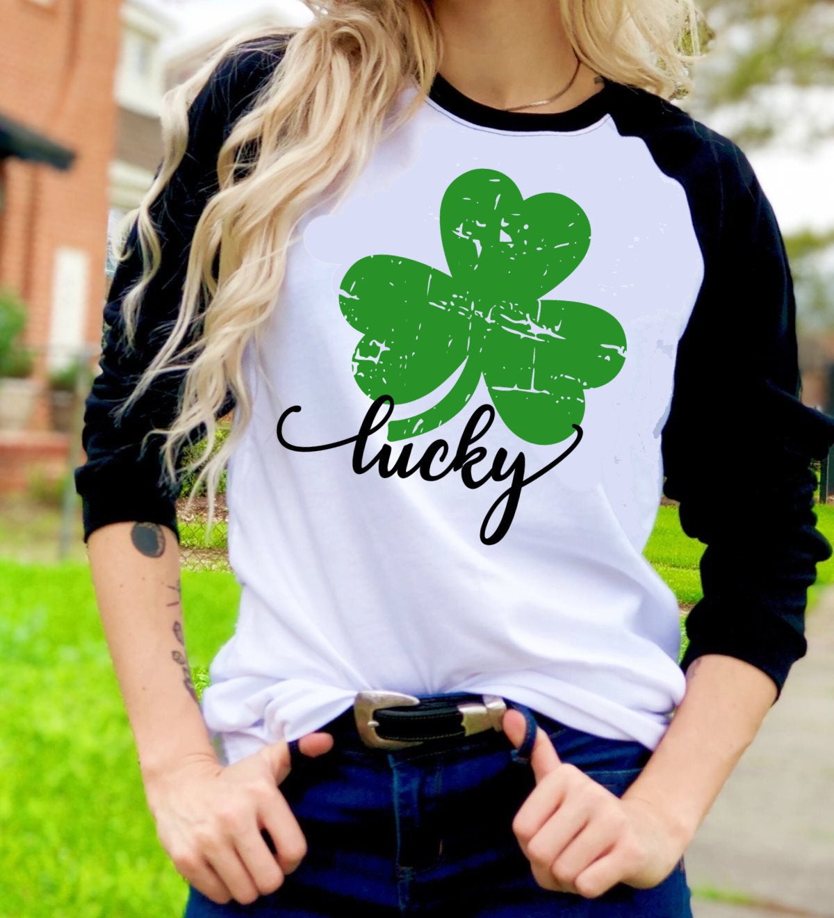 Lucky Clover Shamrock St Patty&#39;s Day Shamrock St Patrick&#39;s Day Tee Raglan shirt