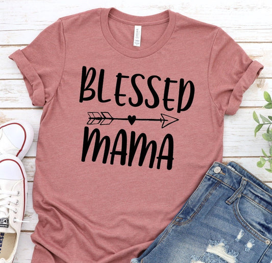 Blessed Mama New Mom Pregnancy Reveal Announcement Novelty T-Shirt