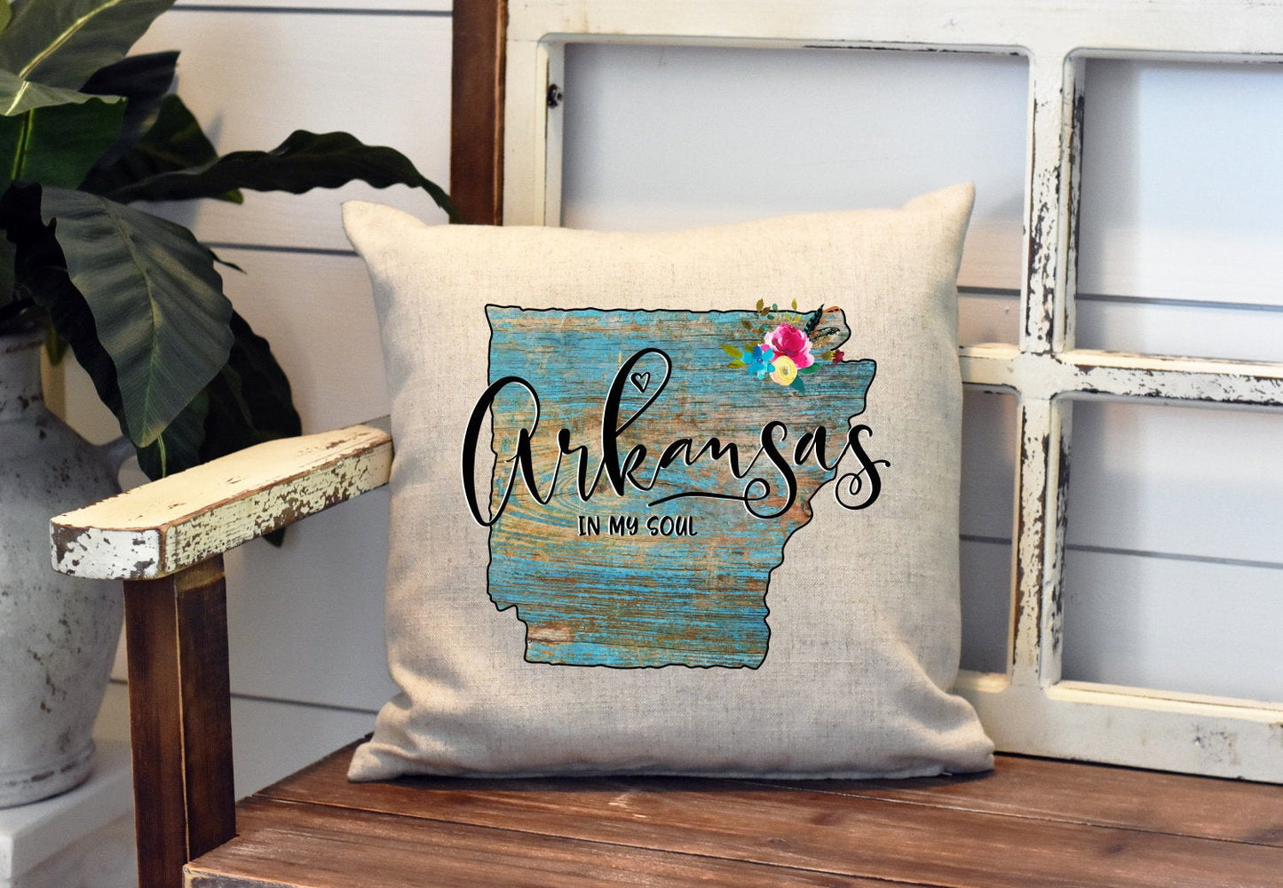 Arkansas In My Soul Pillow Cover - Floral Watercolor - State Of Arkansas Decorations Farmhouse Decor Throw Pillow Cover