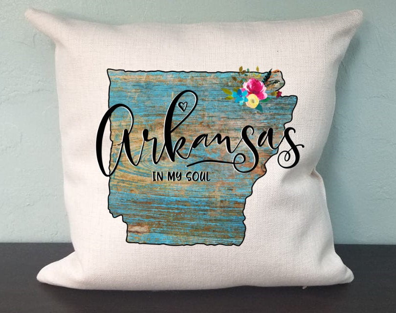 Arkansas In My Soul Pillow Cover - Floral Watercolor - State Of Arkansas Decorations Farmhouse Decor Throw Pillow Cover