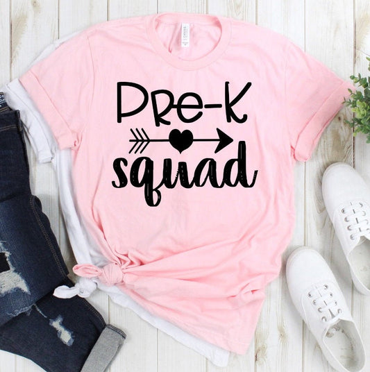 Pre-K Squad, Pre Kindergarten Team, Back To School Teacher Novelty T-Shirt