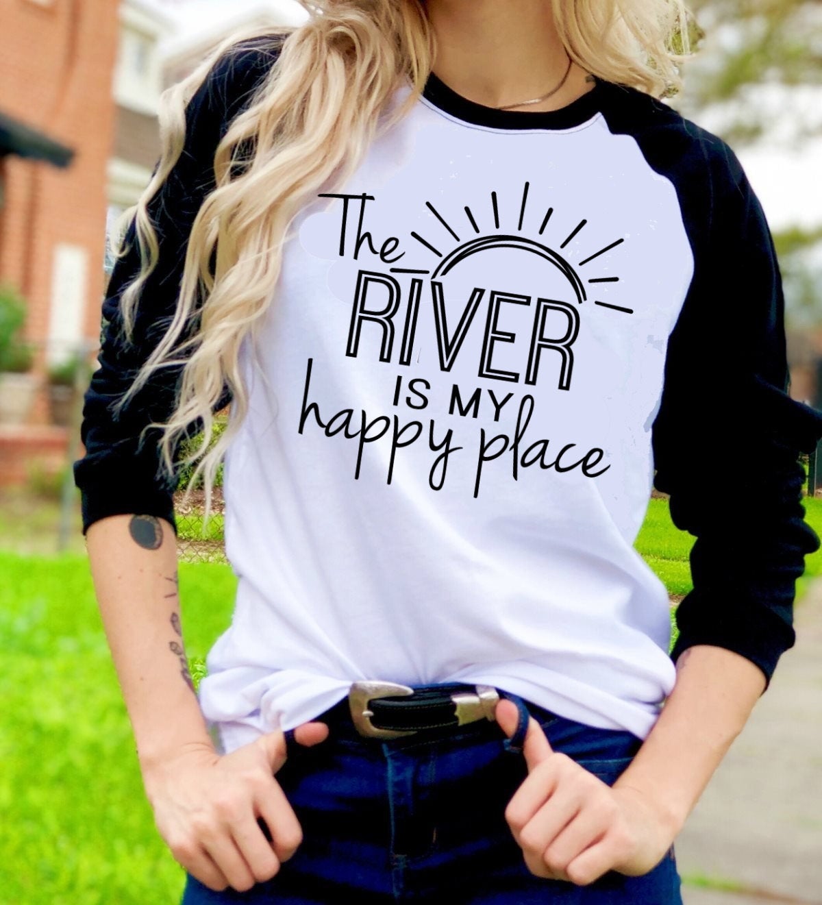 The River Is My Happy Place, Tubing, River Lover, Girls Weekend, Lake Is Happy Place Unisex Novelty T-Shirt Tee Raglan shirt