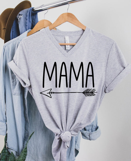 Mama Arrow New Mom, Mom To Be, Pregnancy Announcement Unisex V Neck T-Shirt