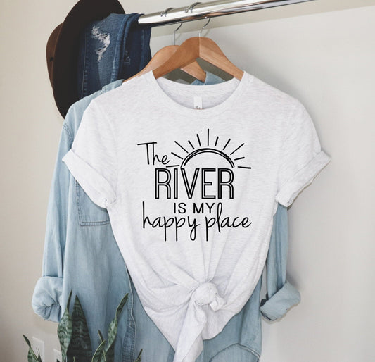 The River Is My Happy Place, River Lover, Girls Weekend, Lake Is Happy Place, Floating River Unisex V Or Crew Neck Graphic Tee T-Shirt