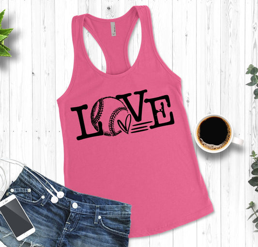 Love Baseball, Sports, Baseball Mom, Baseball Wife Woman&#39;s Novelty Tank Top T-Shirt