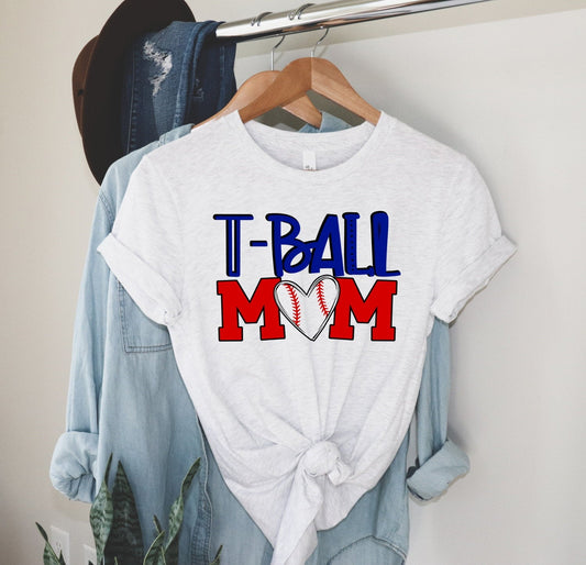 T-Ball Mom, Baseball Mom, Team Mom Unisex V Neck Graphic Tee T-Shirt