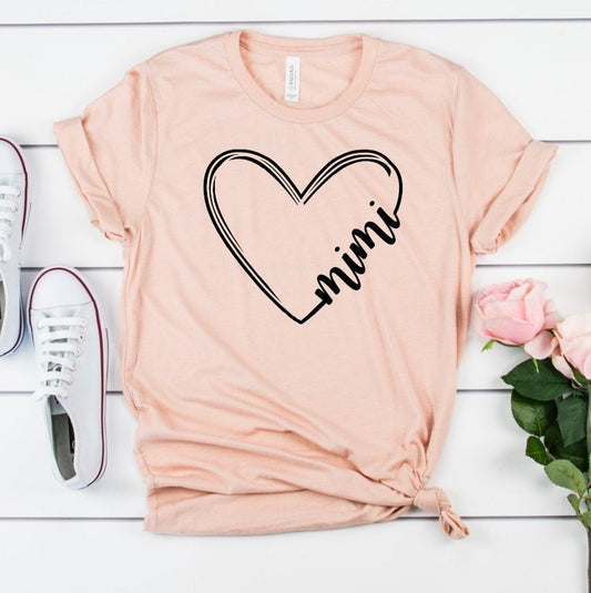 Mimi Heart Shirt, Grandma New Grandma Pregnancy Reveal Announcement Unisex Grandmother Tee Novelty T-Shirt