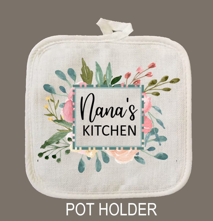 Nana Oven Mitt & Pot Holder Set, Grandma Gift Set Personalized Oven Mitts, Gifts for Mom, Camping RV
