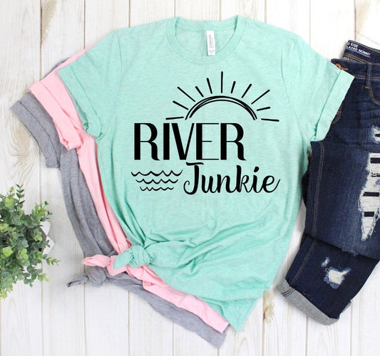 River Junkie,  River Is My Happy Place, Tubing, River Lover, Girls Weekend, Lake Is Happy Place Novelty T-Shirt