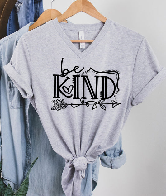Be Kind Arrow Positive Teacher Anti Bully Inspirational Unisex V Neck Graphic Tee T-Shirt