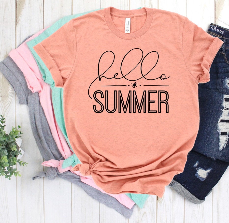 Hello Summer, Beach Shirt, Vacation Shirt, Summer Tee, Summertime Unisex Novelty T-Shirt