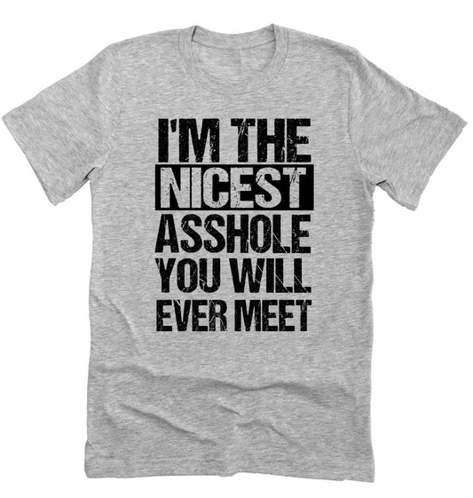 Nicest Asshole, Funny Bar Shirt, Humor, Nice Guy Shirt, Rude Shirt, Sarcastic Funny Unisesx Novelty T-Shirt