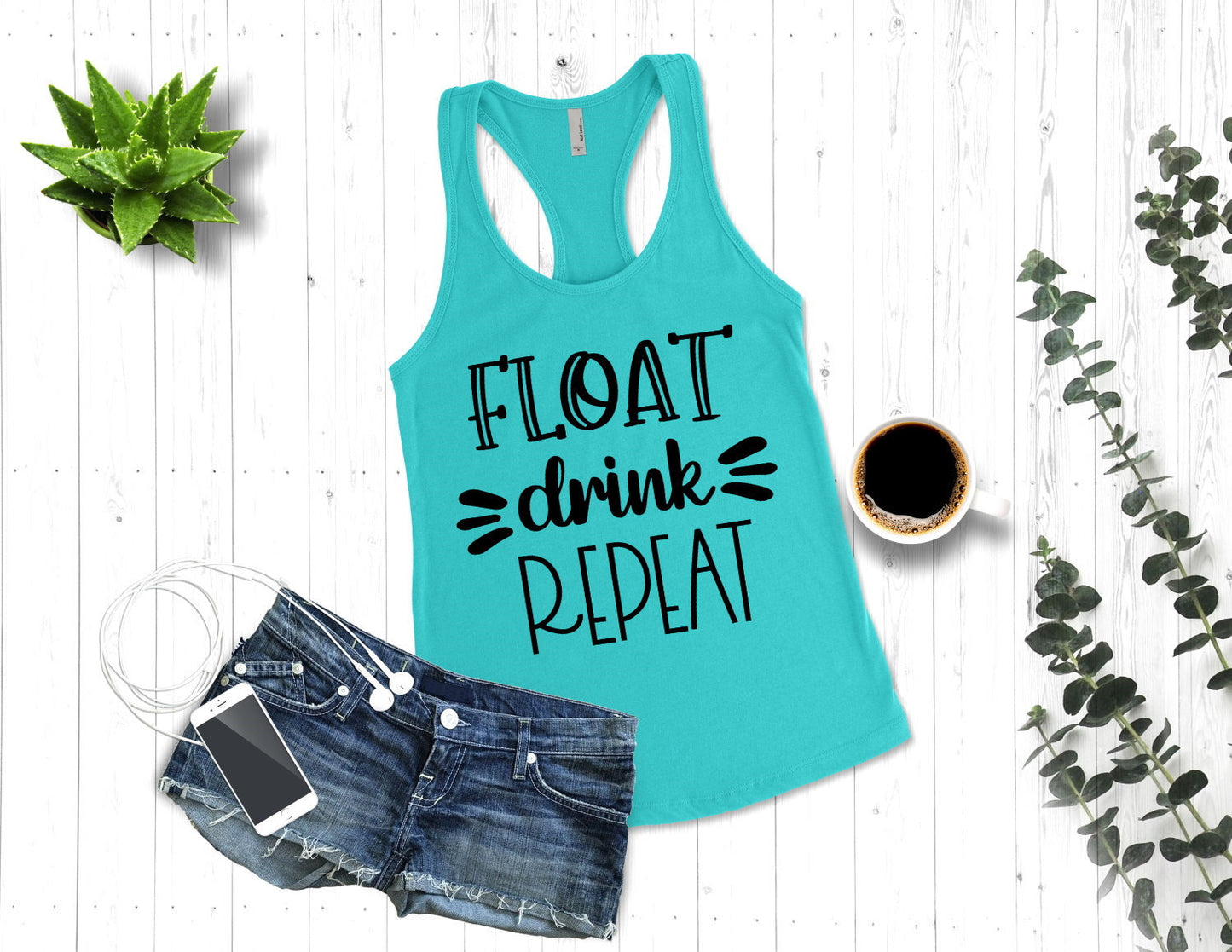 Float Drink Repeat, Girls Trip, Vacation Shirt, Floating River, Canoeing, Tubing Woman&#39;s Novelty Tank Top T-Shirt