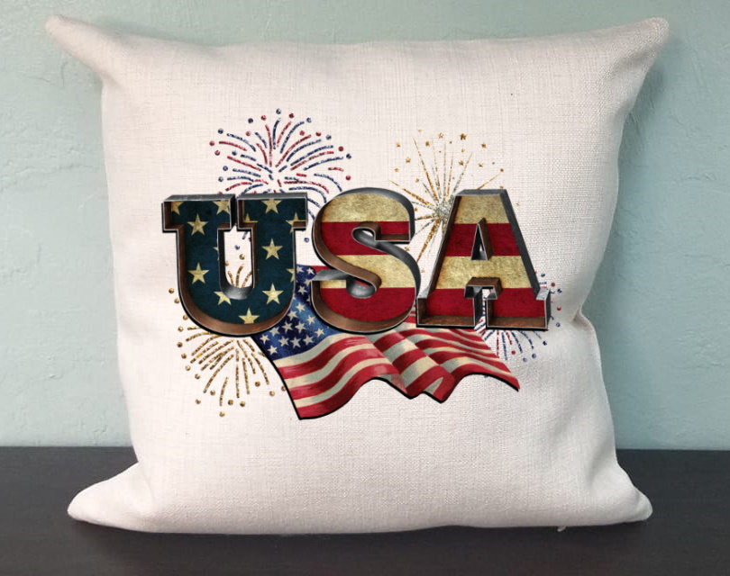 USA Pillow Cover - USA Flag Americana American Pride - 4Th July Farm Decorations house Decor Throw Pillow Cover