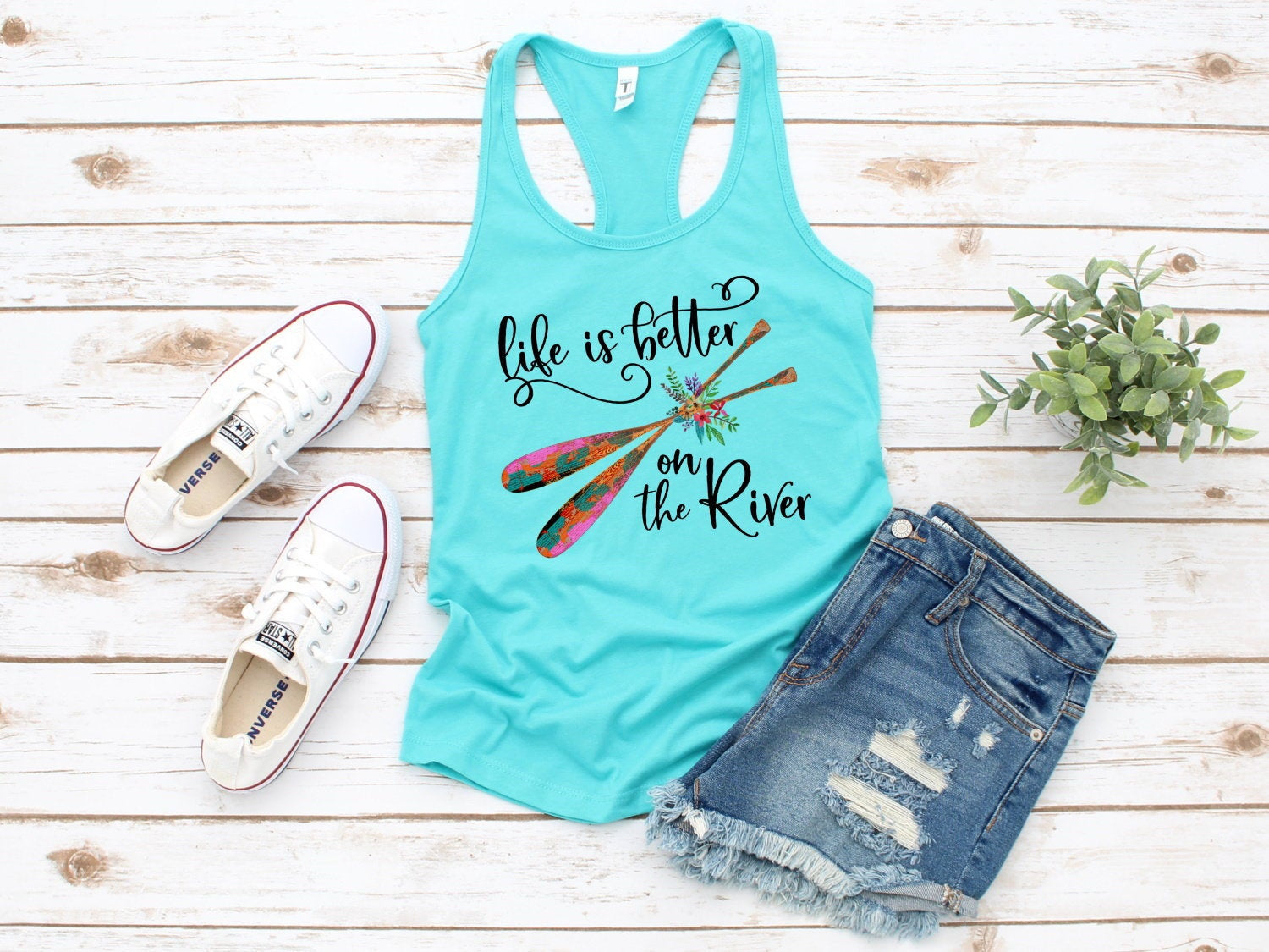 Life Is Better On The River, Vacation Shirt, Floating River, Canoeing, Tubing Woman&#39;s Novelty Tank Top T-Shirt