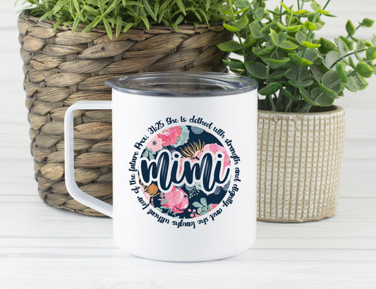 Mimi Proverb Travel Mug, Floral Watercolor Grandma Gift Mother&#39;s Day, Mimi Coffee Stainless Steel Mug
