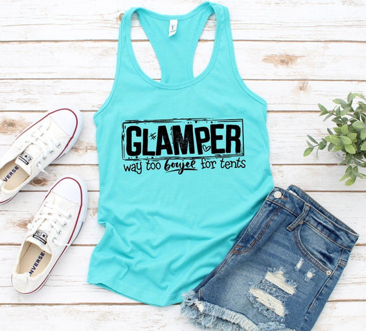 Glamper Way to Boujee for Tents, Happy Glamper, Happy Camper Camping RV Camp Woman&#39;s Novelty Tank Top T-Shirt