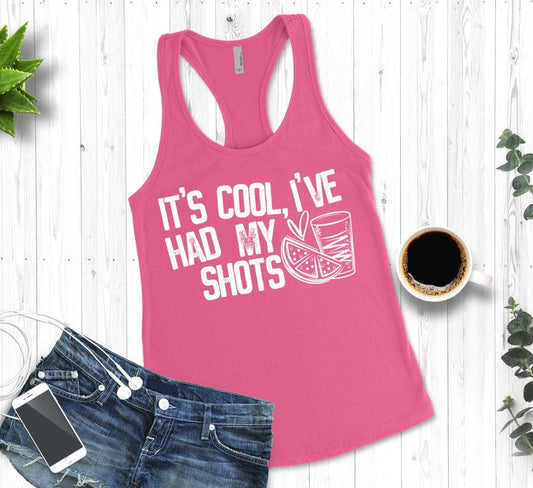 It's Cool Had My Shots, Funny Vacay Tank, Vacation Tee, Summertime Woman's Novelty Tank Top T-Shirt