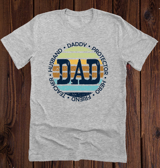 Dad Hero Protector Daddy Teacher Father&#39;s Day Daddy Father Shirt Novelty T-shirt Tee