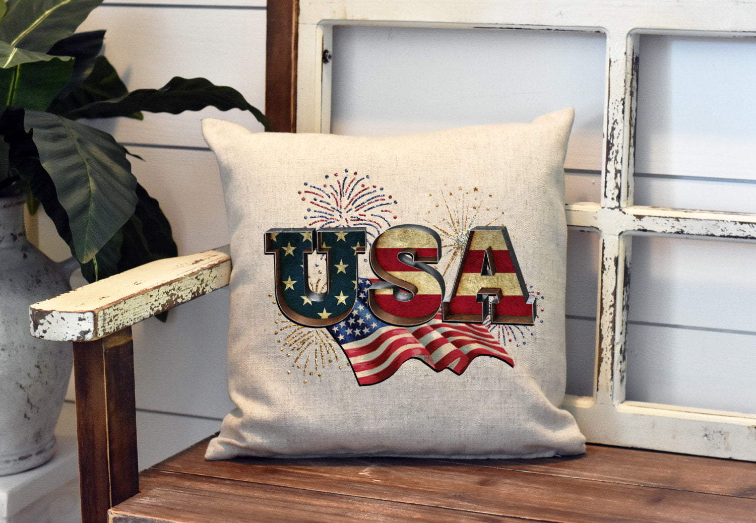 USA Pillow Cover - USA Flag Americana American Pride - 4Th July Farm Decorations house Decor Throw Pillow Cover