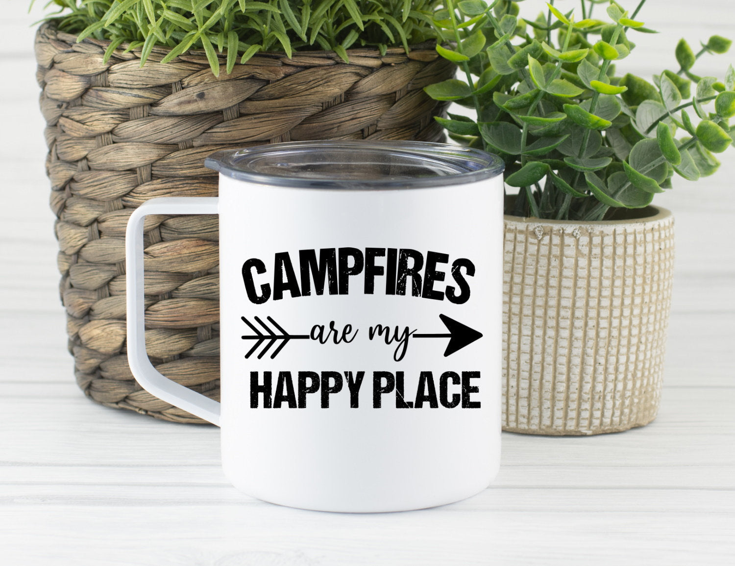 Campfires Are My Happy Place Travel Mug, Camping Mug, Camper Travel Cup, Coffee Stainless Steel Mug