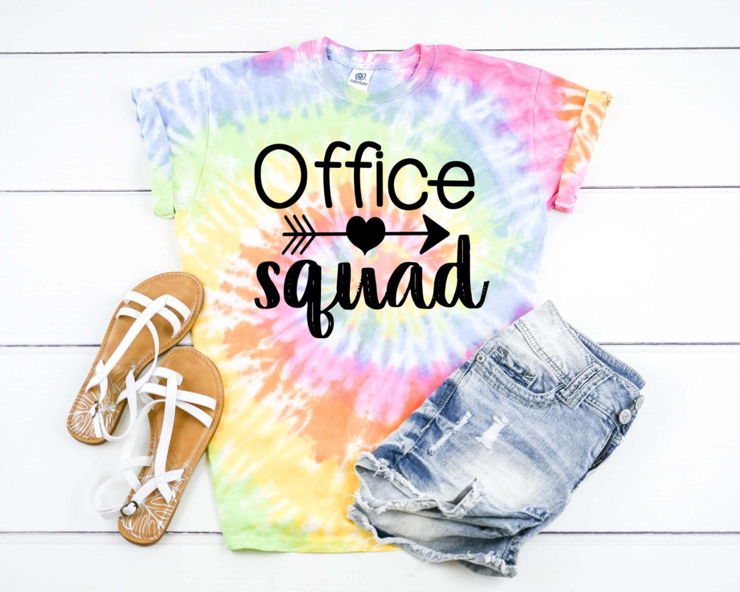 Office Squad, Admin Team, Back To School Teacher Tie Dye Graphic Tee T-Shirt