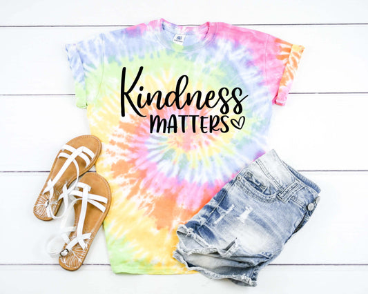 Kindness Matters, Be Nice, Kindness Heart Inspirational Tie Dye Graphic Tee T-Shirt
