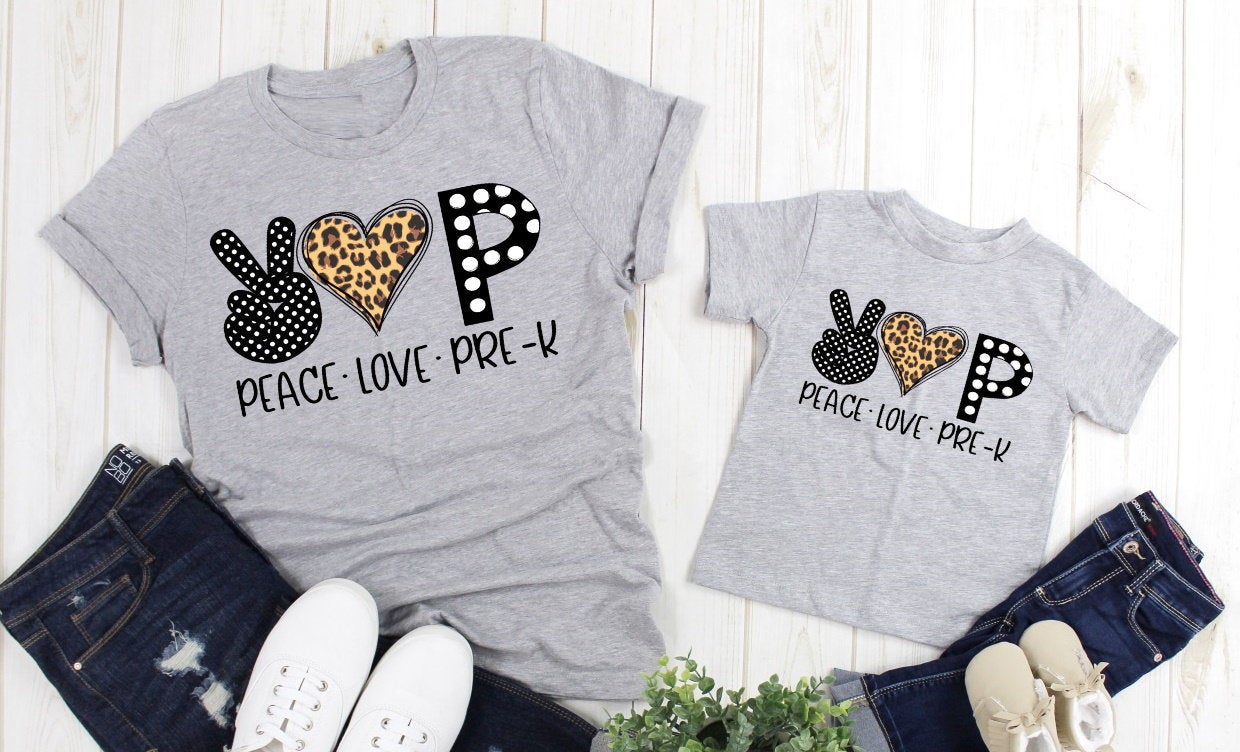 Peace Love Prek Pre K Pre Kindergarten Teacher Adult Kids Toddler Baby Shirt