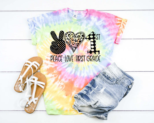 1st Grade Team Pencil, First Grade Team, Back To School Teacher Tie Dye Graphic Tee T-Shirt