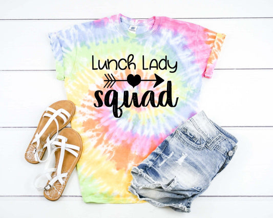 Lunch Lady Squad, Lunch Team, Back To School Teacher Tie Dye Graphic Tee T-Shirt
