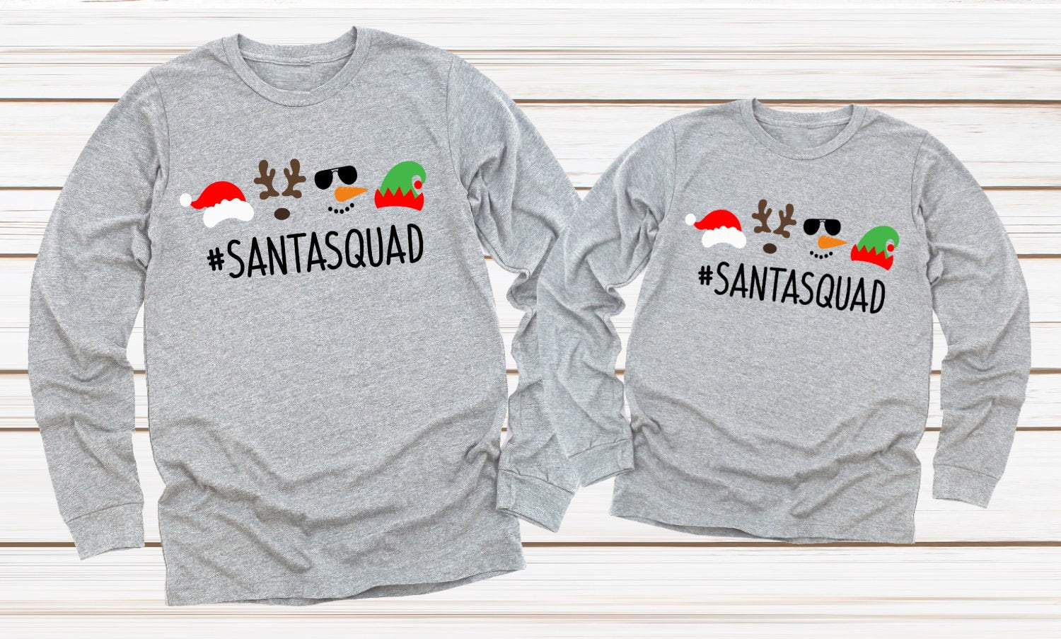 Santa Squad Christmas Crew Family Shirts Adult Kids Toddler Long or Short Sleeve Shirt