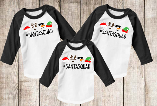 Santa Squad Christmas Crew Family Christmas Shirts t-shirt Raglan shirt Novelty Graphic Tee T-Shirt Raglan