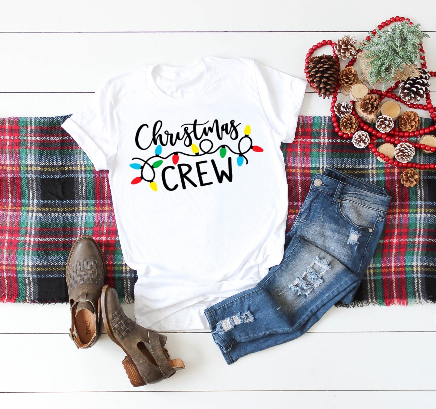 Christmas Lights Family Christmas Crew Shirts Adult Kids Toddler Long or Short Sleeve Shirt