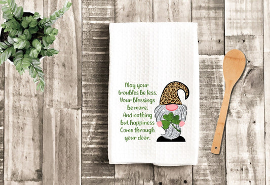 Irish Gnome Blessing Quote St. Patricks Day Gnomes Dish Towel - Tea Towel Kitchen Decor - New Home Gift Farm Decorations house Decor Towel