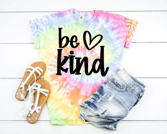 Be Kind Heart Tee, Kindness, Be Nice Shirt, Encouragement, Tie Dye Shirt Toddler Kids Adult Tie Dye T-shirt