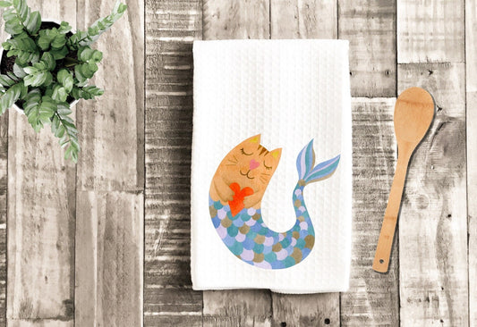 Mermaid Kitty Cat Dish Towel - Tea Towel Kitchen Decor - New Home Gift Farm Decorations house Decor Towel