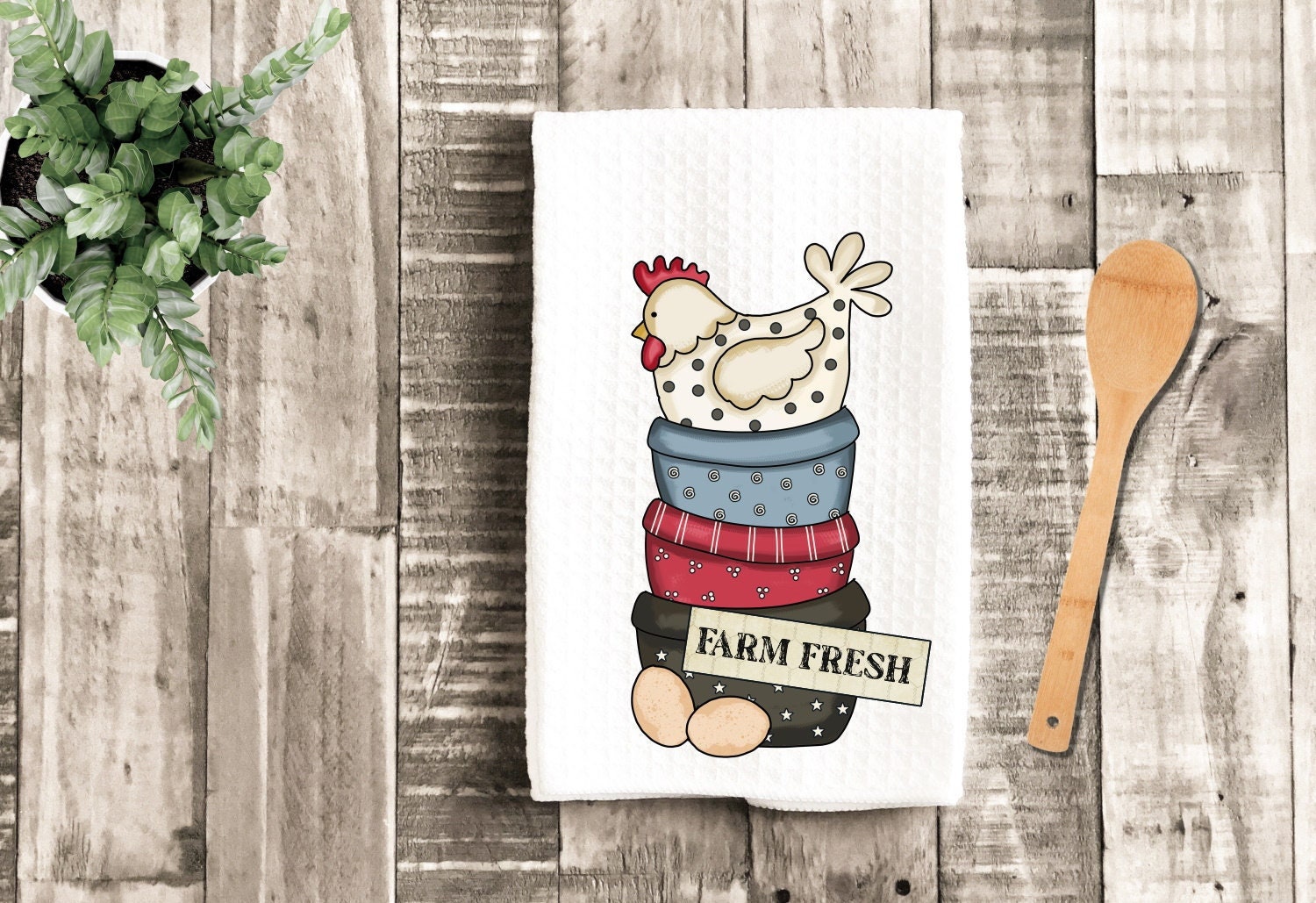 Farm Fresh Eggs Chicken Dish Towel - Farm Tea Towel Kitchen Decor - New Home Gift Farm Decorations house Decor Towel