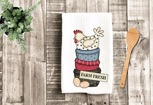 Farm Fresh Eggs Chicken Dish Towel - Farm Tea Towel Kitchen Decor - New Home Gift Farm Decorations house Decor Towel