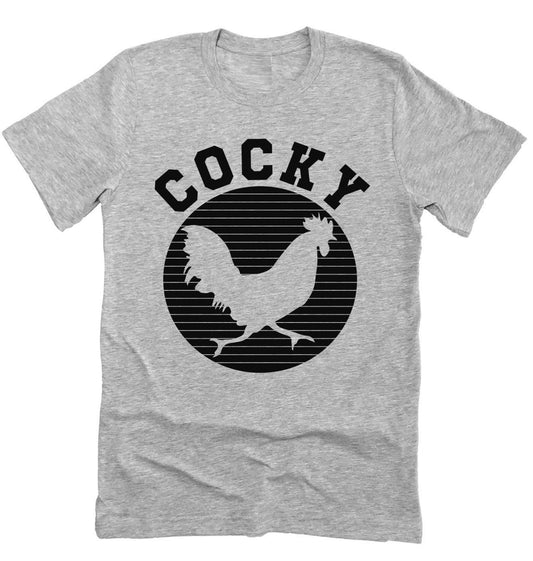 Mens Cocky Funny Chicken Shirt, Rooster Tee, Funny Bird Shirt Novelty T-Shirt