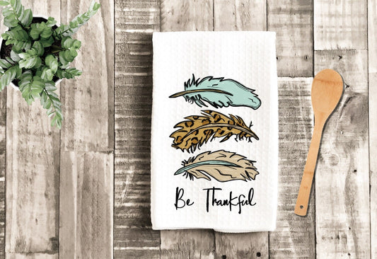 Be Thankful Fall Dish Towel - Fall Leaves Thanksgiving Tea Towel Kitchen Decor - New Home Gift Farm Decorations house Towel