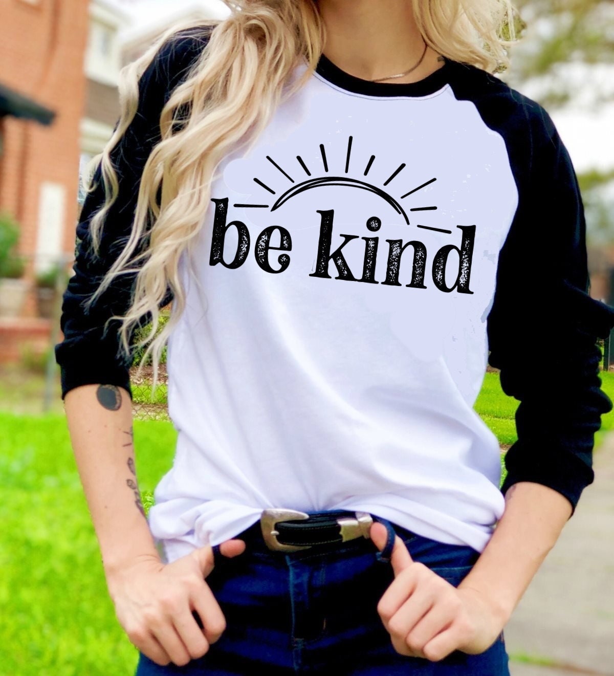 Be Kind Tee, Be Kind Sunshine Positive Inspirational Unisex Novelty T-Shirt Tee Raglan shirt