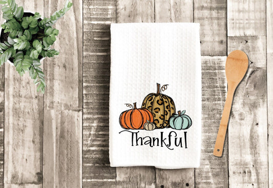 Thankful Thanksgiving Pumpkin Dish Towel - Fall Pumpkins Tea Towel Kitchen Decor - New Home Gift Farm Decorations house Towel